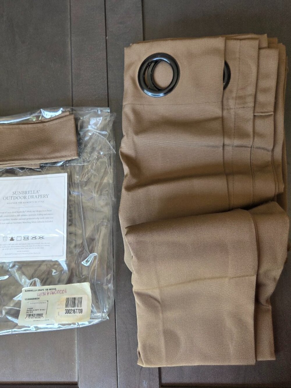 1 Restoration Hardware Sunbrella Outdoor Drapery Panel 108"L Mocha - NWT